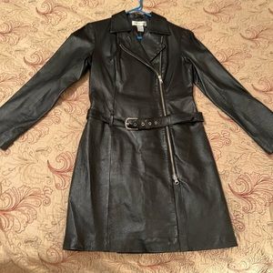 100% leather belted motorcycle dress. Newport News. Size 6.
